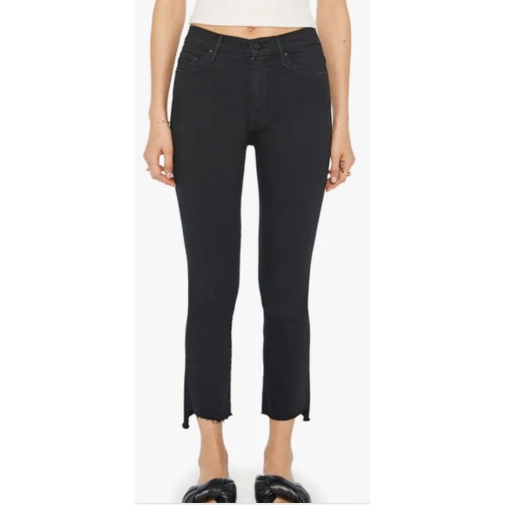 Mother Women's Size 24 Black The Insider Crop Step Fray in Not Guilty Black